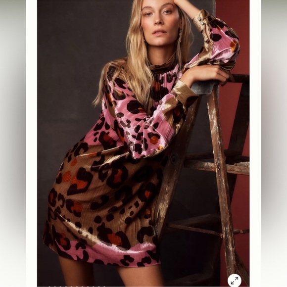 Anthropologie Dresses & Skirts - Anthropologie Pink and Brown Leopard Print Dress